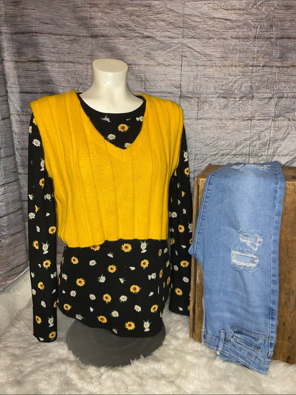 Forever 21 Bright Yellow Knit Cropped Sweater Vest